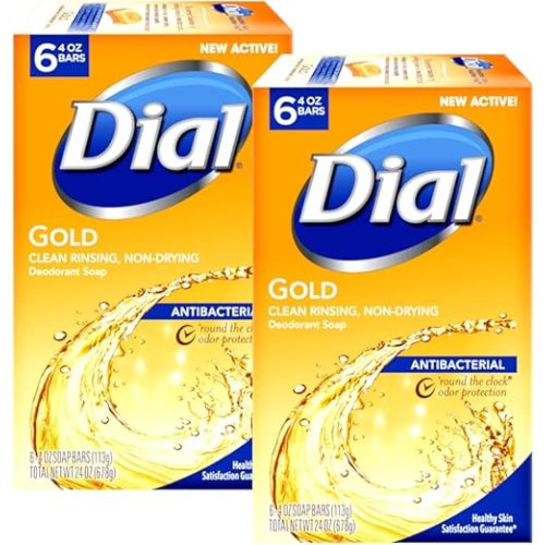 Dial Antibacterial Soap Bar, Gold, 6 Count (Pack of 2)