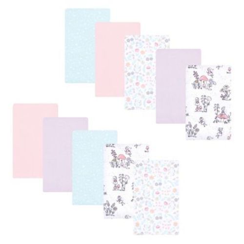 Luvable Friends Hudson Baby Flannel Burp Cloths 10pk, Garden Fairy Tale