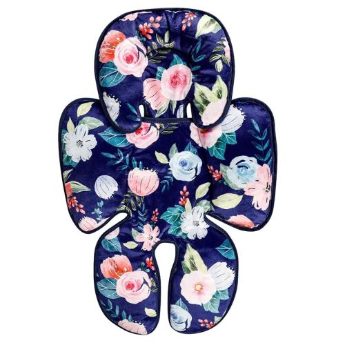 Infant Car Seat Insert, 2 in 1 Baby Head and Body Support for Car Seat, Soft Plush Newborn Carseat Cushion for Stroller Bouncer, Blue Floral