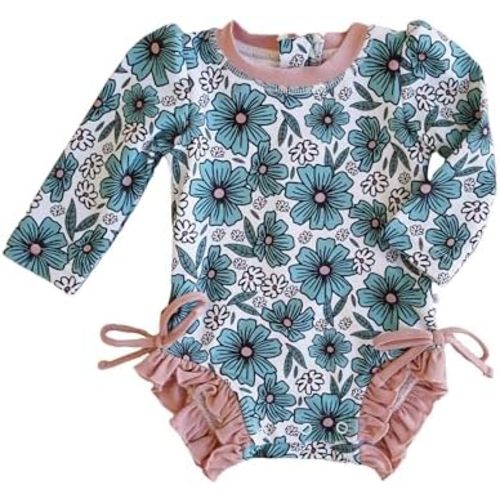 Caden Lane Long Sleeve Rash Guard, UPF 50+, Quick-Drying, Sun & Chlorine Resistant Beachwear for Infants, Toddlers and Kids