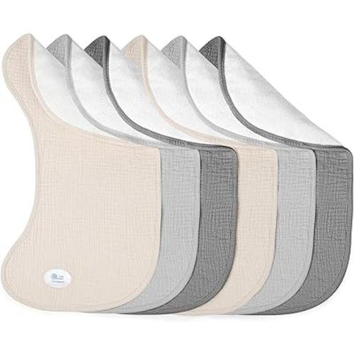 lulumoon Muslin Burp Cloths for Babies: 100% Soft Cotton Large Burping Cloths - Neutral Baby Burp Rags for Boy and Girl - Absorbent Burp Cloth for Spit-Ups 6 Pack
