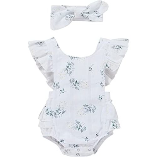 MA&BABY Baby Girls Sleeveless Cotton Floral Square Neck Leotard Romper 3 6 9 12 18 Months