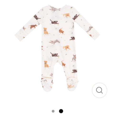 2 Way Zipper Footie - Watercolor Puppies