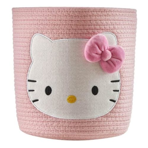 Idea Nuova Sanrio Hello Kitty Rope Storage Basket,10" H x 10" W, Decorative and Functional Organizer for Kids Room or Nursery