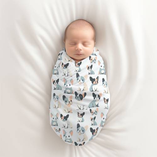 French Bulldog Baby Swaddle Wrap Blanket for Newborn Baby Boy or Baby Girl, Baby Shower Gift, Coming Home Accessory, Nursing Cover