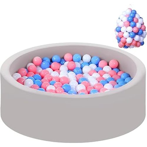 Foam Ball Pit for Toddlers with 100 Balls, Large Baby Ball Pit for Babies with Soft Memory Sponge, Indoor Outdoor Baby Playpen, Kids Play Ball Pool, Gift Toys for Infants Boys and Girls