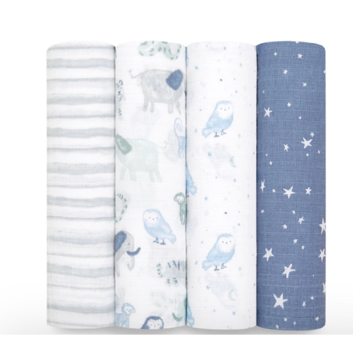 Time To Dream Cotton Muslin Swaddles 4pk | aden + anais