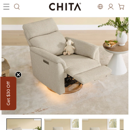 Lulla Power Swivel Nursery Glider Recliner with Power Headrest and Nightlight