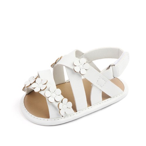 Baby Girl Sandals Sizes 0-3 Months Summer Cute Florals Walking Flat Non Slip Comfortable Breathable Outdoor Trendy Durable White Slippers