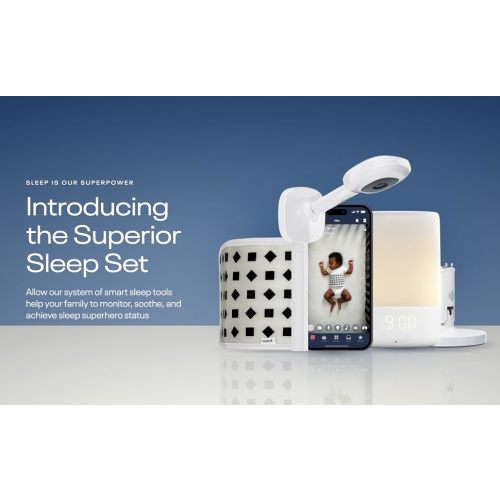 Nanit Superior Sleep Set - Includes Newborn Baby Essentials: Nanit Pro Camera with Wall Mount, Nanit Travel Stand, and The Sound + Light Audio Monitoring Machine & Baby Night Light