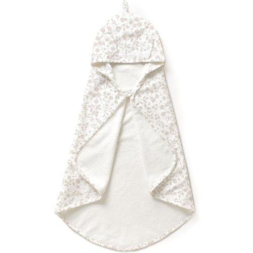 MakeMake Organics Organic Cotton Hooded Towel Baby Toddler GOTS Certified Organic Cotton Beach Poncho Towel Large Absorbent Non Toxic Neutral (Gardenia, Diagonally 35"x35")