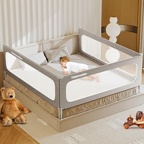 Bed Rail for Toddlers - 3 Pack Toddler Bed Rails U Shape Sturdy Baby Bed Rail Guard with Child Lock | Height Adjustable Kids Bed Guard Rail Safety Side Rails for King Size Bed (78.7×78.7x74.8'')