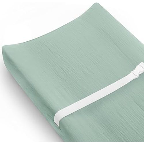 Changing Pad Cover for Baby Girls Boys, Muslin Changing Table Pad Covers with Boho Style, Neutral Color Soft and Breathable (Sage)