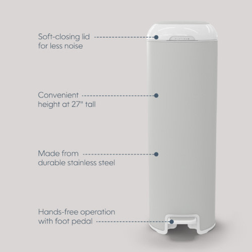 Platinum Stainless Steel Diaper Pail with Easy Roll Refill Bags - Grey