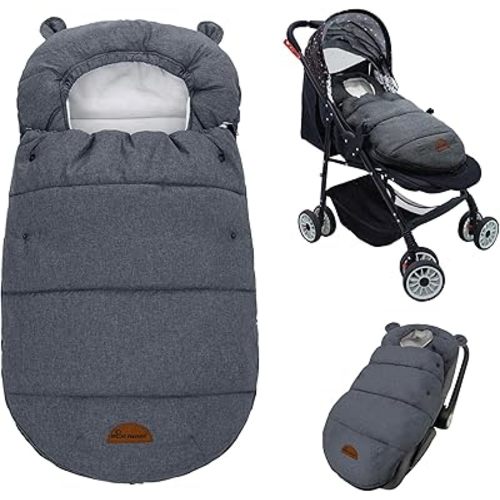 Universal Footmuff for Stroller, Baby Bunting Bags, Winter Windproof Warm Pram Footmuffs, Water Resistant Sleeping Bag with Hood for Strollers, Pushchairs, Prams, Car Seat, 30"*17.5"
