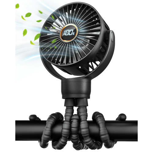 FrSara Portable Baby Stroller Fan,Stroller Fan Clip On for Baby, Safe and Quiet,4000mAh, Baby Fan for Stroller and Car Seat, 3-Speed Adjustable,Suitable for Desks,travel,Bicycles,Camping- Black