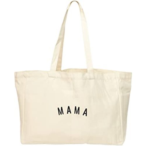 Sunflower Motherhood Mom Hospital Bag | Mama Canvas Tote Bag With Six Pocket Organization | Cute Tote Bags For Baby Shower Gifts For Mom | Mommy Bag for Hospital or Diaper Bag