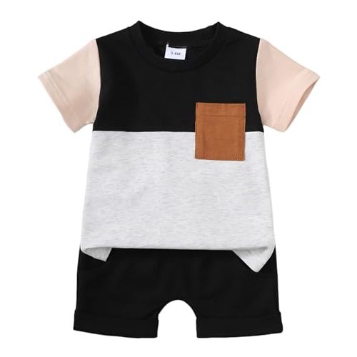 Yvowming Toddler Baby Boy Clothes Kids Summer Truck Print T Shirt Short Set with Pockets 0-4T