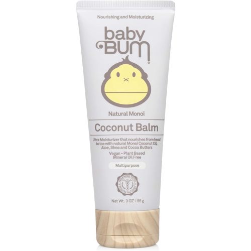 Sun Bum Baby Bum Monoi Coconut Balm - Natural Multipurpose Moisturizing Coconut Oil for Sensitive Skin with Shea and Cocoa Butter - Natural Fragrance - Gluten Free and Vegan - 3 Oz