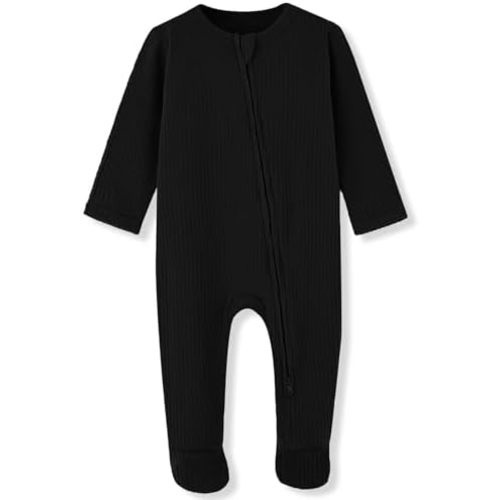 ACESTAR Baby Footies Pajamas, 2-Way Zipper Baby Sleepers with Mitten Cuffs - Long Sleeve Baby Zip Up Onesie for 0-12 Months