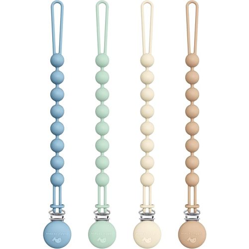 Cuddle Campus Silicone Pacifier Clip Holder with One Piece Design,Soft Flexible Binky Clips with Texture for Baby Boy and Girl Pack of 4 (0-6m)