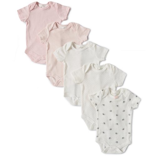 Starting Out Baby Girls Newborn-9 Months Elephant 5-Pack Bodysuits
