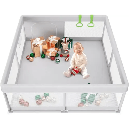 Fodoss Baby Playpen, Playpen for Babies & Toddlers, 47x47" Small Baby Play Pen,Toddler Playpen for Apartment,Play Yard for Baby,Baby Activity Play Fence, Extra Large Baby Playard, 47x47" Light Grey