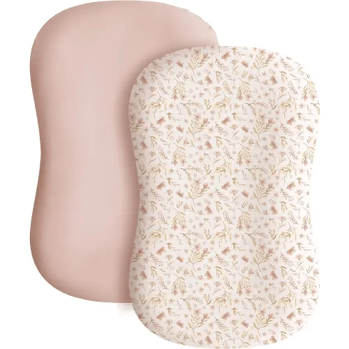 Konssy 2 Pack Baby Lounger Cover, Stretchy and Soft Newborn Lounger Cover, Infant Lounger Slipcover for Boys Girls, Covers Only (Pink Spring,Pink)