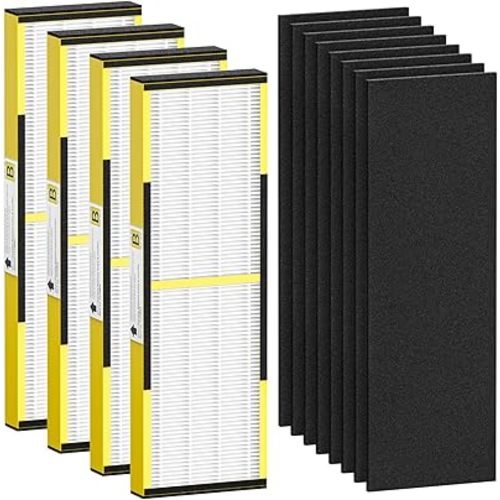 4 PACK FLT4825 HEPA Filter B Replacement for G-Guardian Air Purifi-ers AC4825 AC4300 AC4800 AC4900 AC4850 AC4825E, H13 True HEPA Filters+8 Carbon Pre-Filters