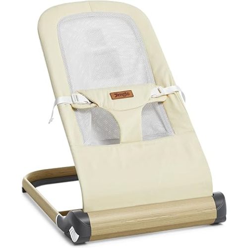 Baby Bouncer, Foldable Infant Bouncer for Babies, Portable Baby Bouncer Seat with Adjustable Height(Mesh, Beige)