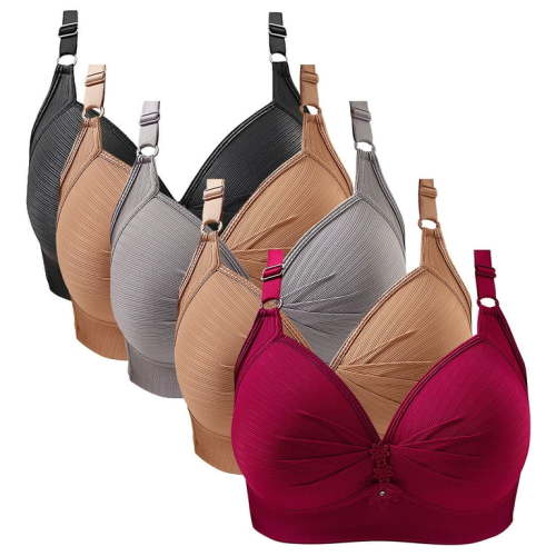 Brown Sports Bra, Cotton Nursing Bra, Sticky Bra, Thin Laceless Steel Ring Comfortable Breathability Underwear Large Size Brater Buckle Female Bra Deep V Neck Vest Bralette Wireless Seamless Bra