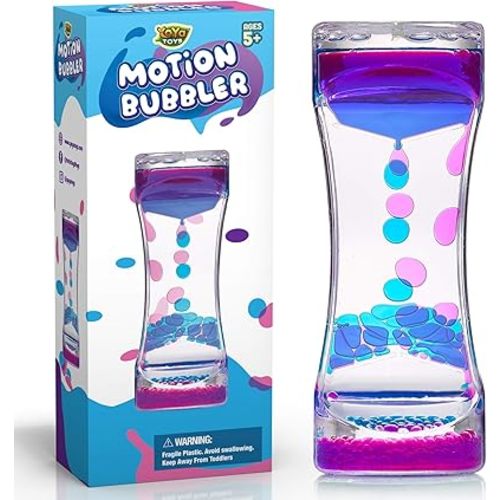 YoYa Toys Liquid Motion Bubbler for Kids and Adults | Hourglass Liquid Bubbler or Timer for Play, Fidget Toy and Stress Management - Cool Desk Décor