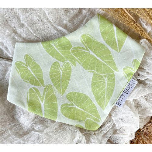 Baby Bib - Bandana Style Drool Bib - Taro Print - Tropical Baby Gift Gender Neutral - Baby Shower Gift - Made in Maui, Hawaii USA