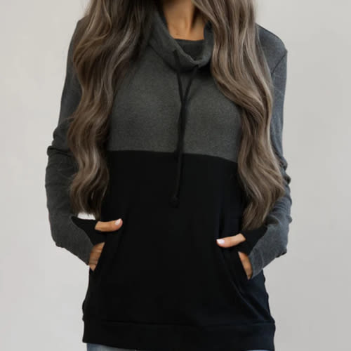 Nursing Sweatshirt Pullover - Colorblock Dark Gray