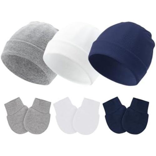 Baby Hats and Mittens Newborn Hats Gloves Infant Beanie Soft Cap Mitten Sets for 0-6 Months Boys Girls