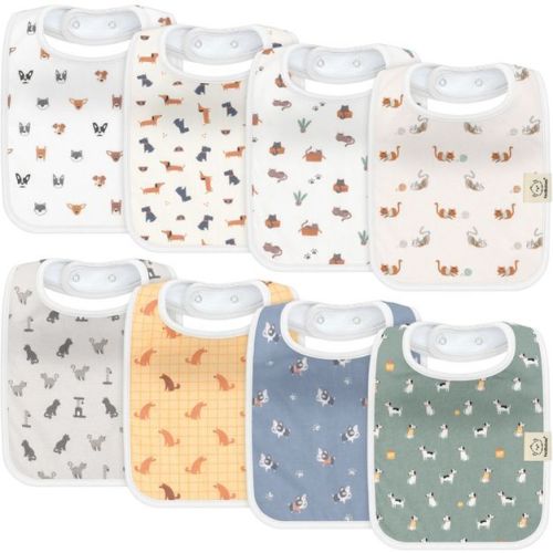 KeaBabies 8-Pack Organic Baby Bibs for Boy, Girl, Drool Bibs, Baby Bib for Girls, Boys, Newborn Teething Bibs (Prairie)