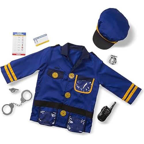 Melissa & Doug unisex-children Police Officer Role Play Costume Dress-Up Set (8 pcs) Frustration-Free Packaging Multicolor, Ages 3-6 Years