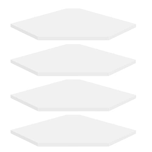 Homode Corner Wall Shelf, Corner Shelf Floating, Set of 4 Wooden Hanging Corner Shelves with Wire Hole for Bathroom Living Room Office, White