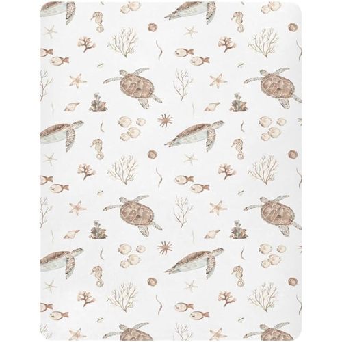 Burbuja Ocean Turtle Crib Sheet for Boys Girls, Fitted Crib Sheet 28 x 52 in for Standard Crib & Toddler Bed Mattresses, Soft & Breathable
