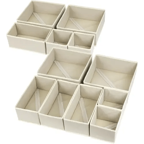 12 Pack Drawer Organizers, Drawer Dividers Storage Bins, Foldable Drawer Organizers for Clothing, Cloth Clothes Drawer Organizer for Underwear,Folded Clothes,Baby Clothing,Socks,Bra,Towels,Ties