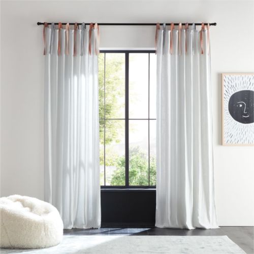 84" White Tie Organic Muslin Curtain Panel