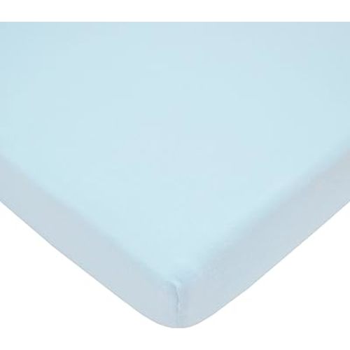 American Baby Company Fitted Mini Crib Sheet 24" x 38", Soft Breathable Neutral 100% Cotton Jersey Portable Sheet, Baby Blue, for Boys and Girls, Fits Most Pack N Play and Mini Crib Mattresses