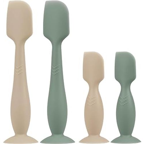 Baby Butt Paste Spatula - 4 Pack Diaper Cream Spatula Applicator Silicone Baby Butt Paste Spatula for Babies, Newborn, 2 x Large Size, 2 x Small Size (Sage/Natural)