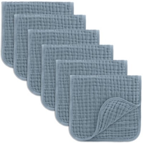 Muslin Burp Cloths Large 100% Cotton by Comfy Cubs, Color: Pacific blue, Size: pack of 6