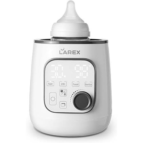 Larex Fast Bottle Warmer, Larex 10-in-1 Baby Bottle Warmer for Breastmilk or Formula, with Precise Timer, Auto Shut-Off, and Accurate Temperature Control