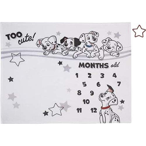 Disney 101 Dalmatians White and Black Too Cute Super Soft Photo Op Milestone Baby Blanket
