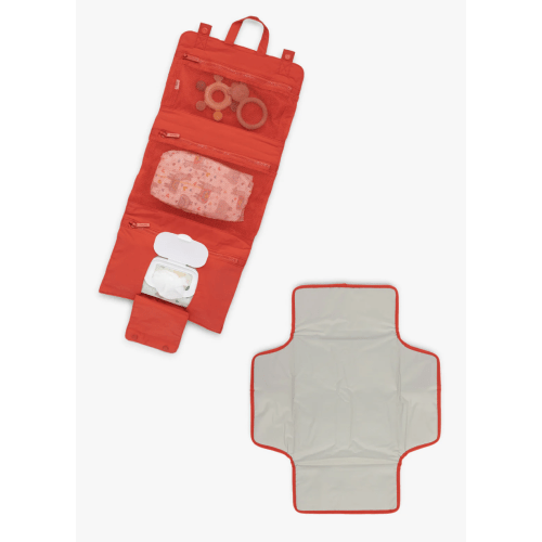 Diaper Changing Pad and Organizer in Tomato