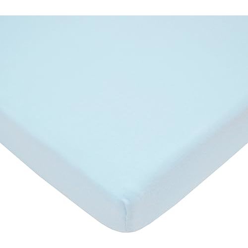 American Baby Company Fitted Mini Crib Sheet 24" x 38", Soft Breathable Neutral 100% Cotton Jersey Portable Sheet, Baby Blue, for Boys and Girls, Fits Most Pack N Play and Mini Crib Mattresses