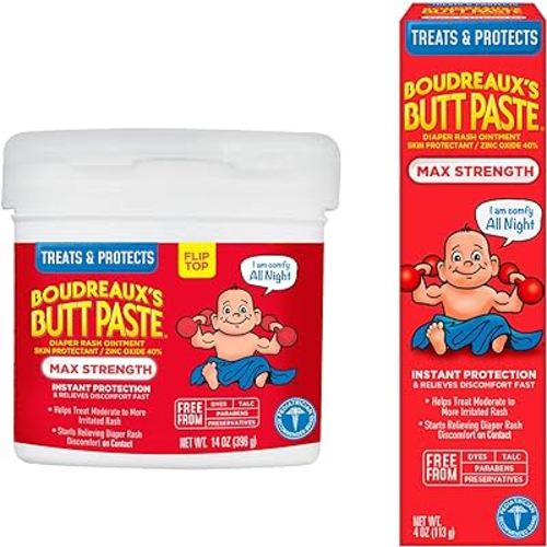 Boudreaux's Butt Paste Diaper Rash Ointment, Maximum Strength, 14 Oz w/Boudreaux's Butt Paste Diaper Rash Ointment | Maximum Strength | 4 Ounce (Pack of 1) Tube | Paraben