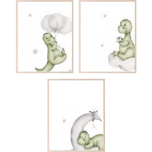 BigWig Prints Dinosaur Nursery Decor - Dinosaur Room Decor for Boys, Dinosaur Wall Decor, Toddler Dinosaur Wall Art, Baby Boy Dinosaur Nursery Decor, Dino Wall Decor - Unframed Set of 3 (8x10)